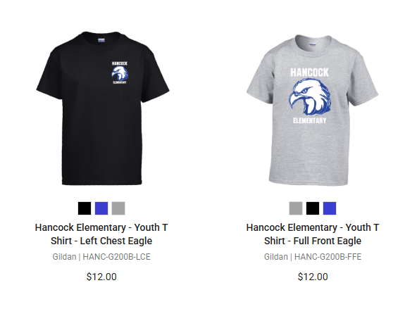 Two shirts on sale at the apparel store
