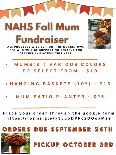 Parent Faculty Club Mums Fundraiser information! 
