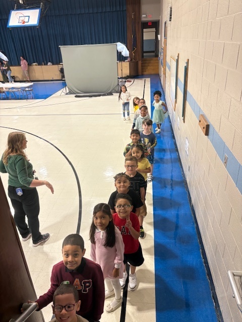 Classes getting ready for picture day.