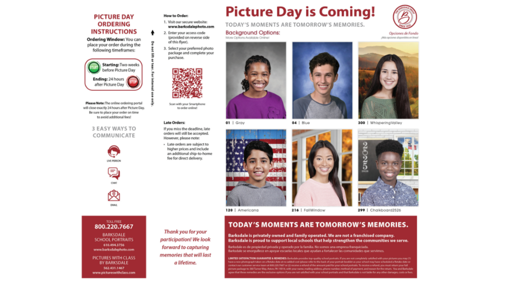 Picture Day Flyer. Flyers will be sent home with students. 