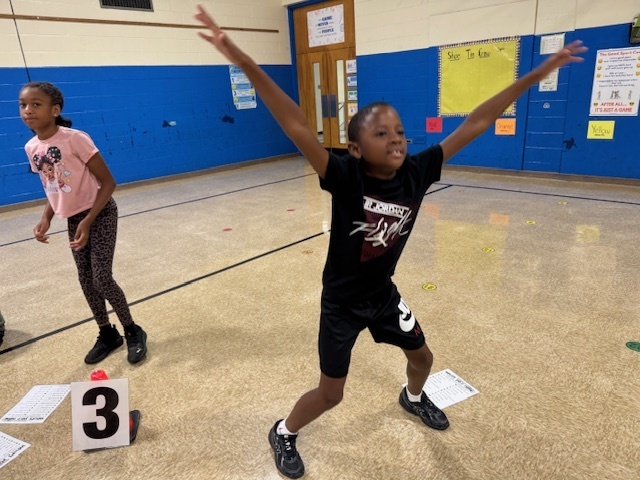 A student in Physical Education class. 