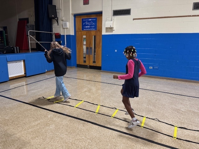 Two students in physical education class. 