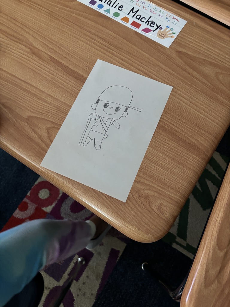 A student drawing of Johnny Appleseed