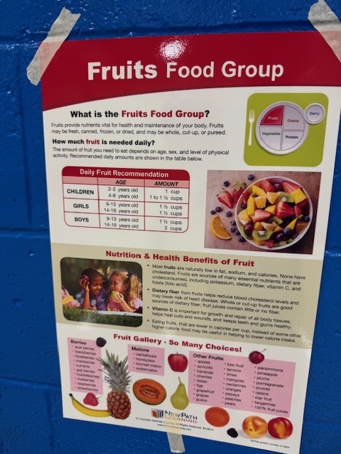 A flyer providing information on fruits
