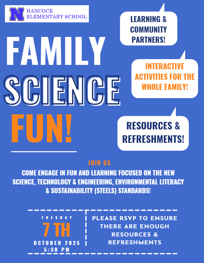 A flyer sharing details about Family Science Fun event.