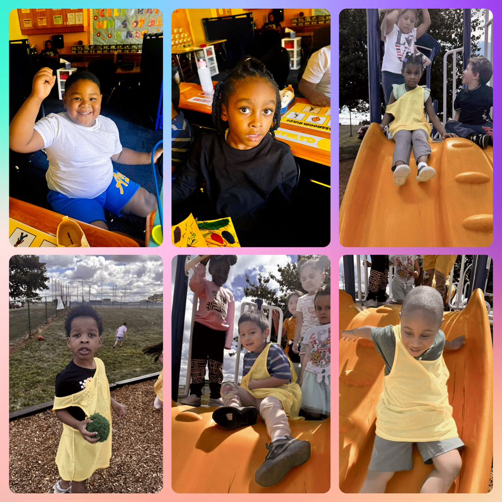 Collage of photos of Kindergarten fun and learning.