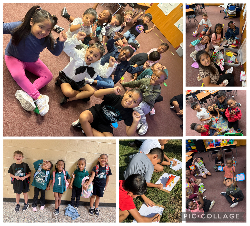 Collage of photos of Kindergarten fun and learning.