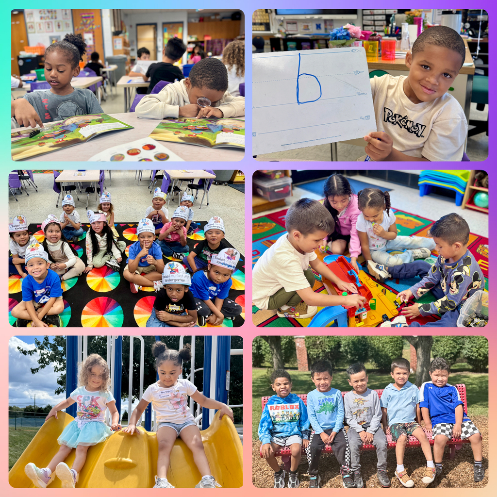 Collage of photos of Kindergarten fun and learning.