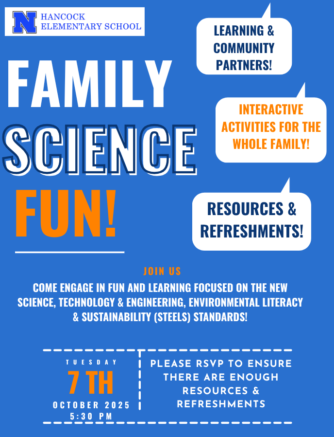 A flyer providing information on a family science event!