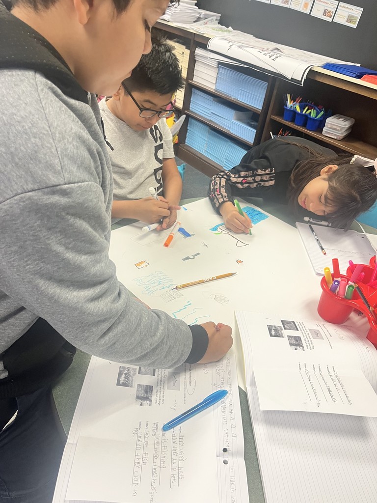 Students working on an ELA project. More information in caption.
