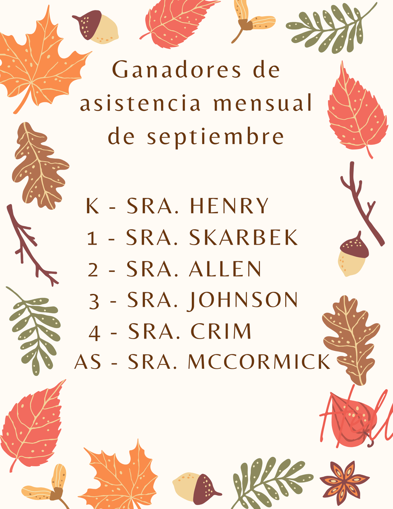 September Attendance Winners in Spanish