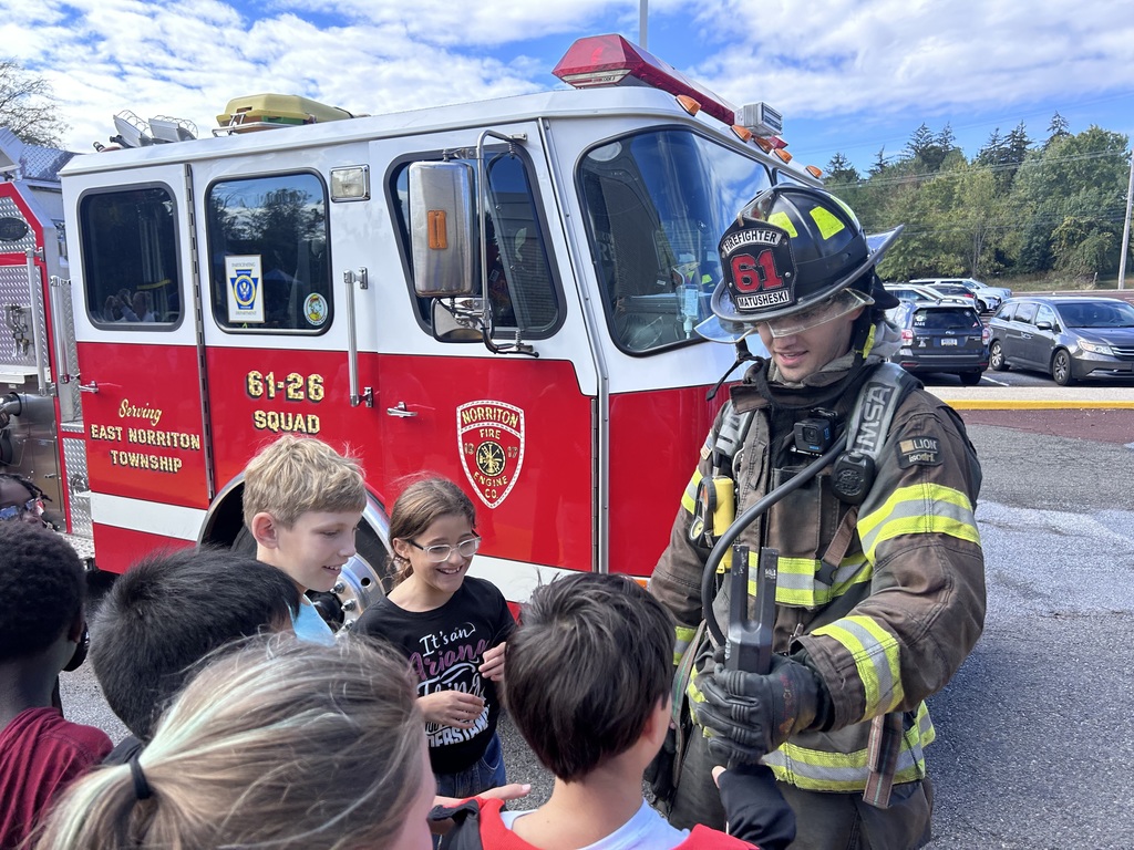 The Norriton Fire Department showed students their gear and parts of the fire truck.