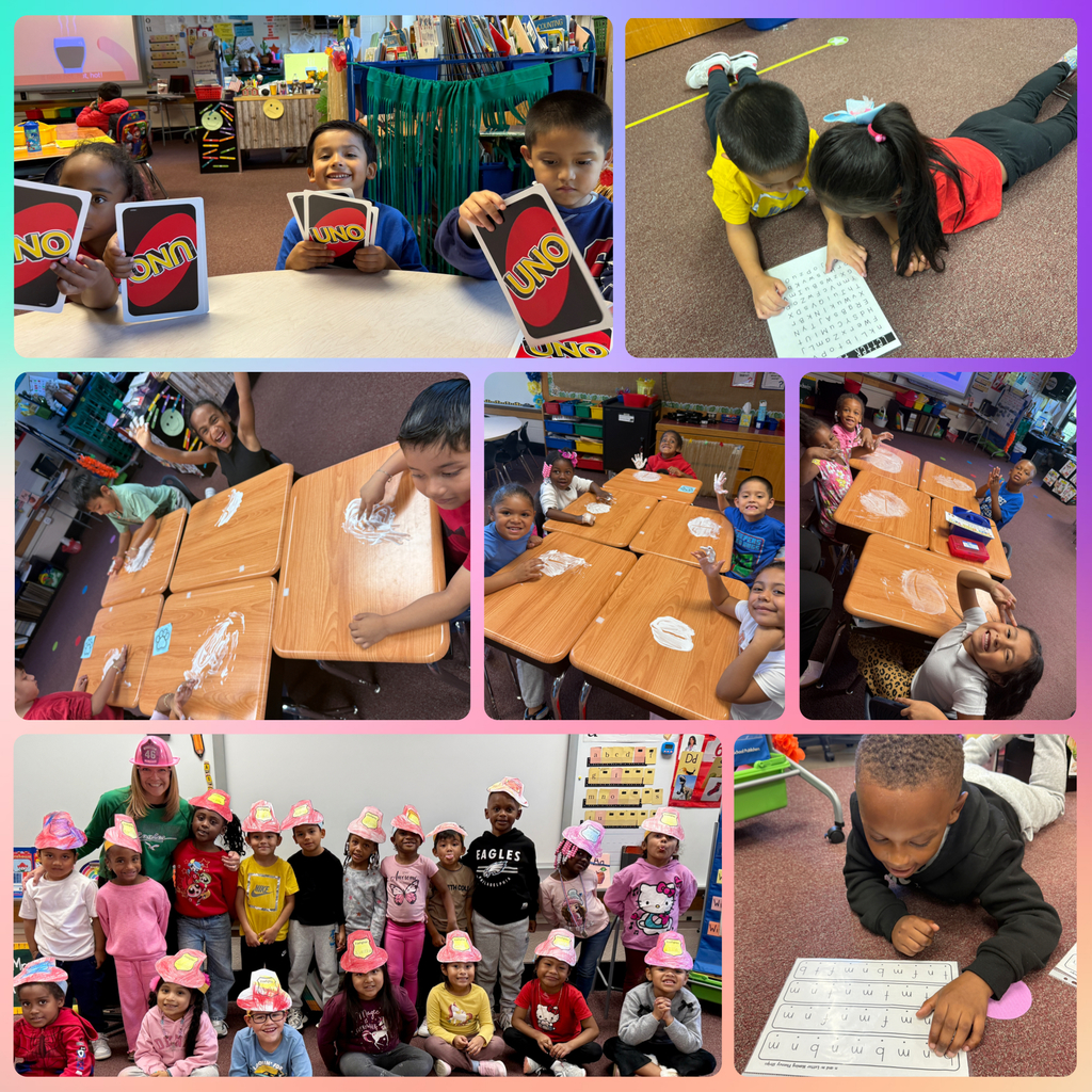 Collage of photos of Kindergarten fun and learning.