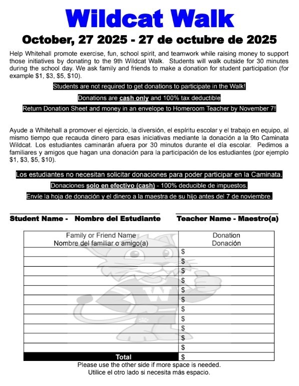 Photo of Wildcat Walk Fundraiser Information