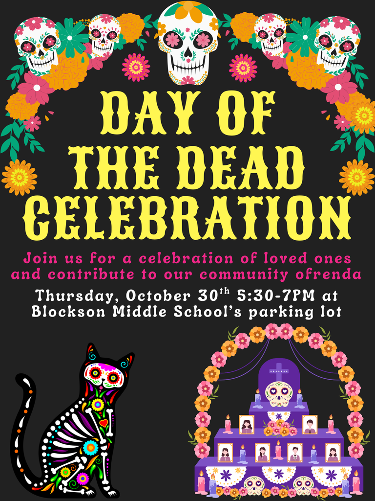 Day of the dead celebration poster. Info in caption.