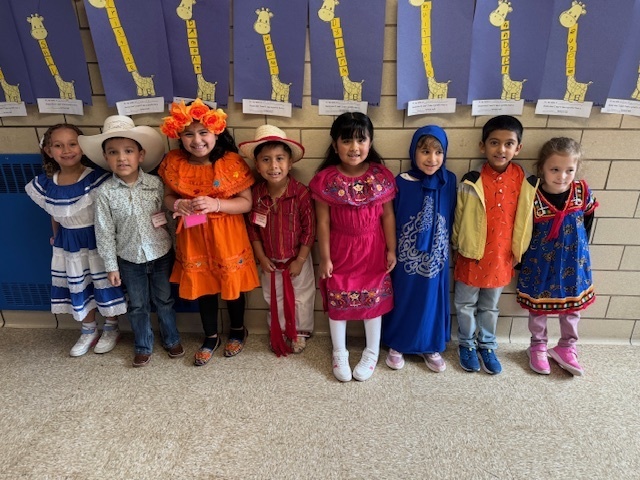 Students dress in traditional clothing from their culture.