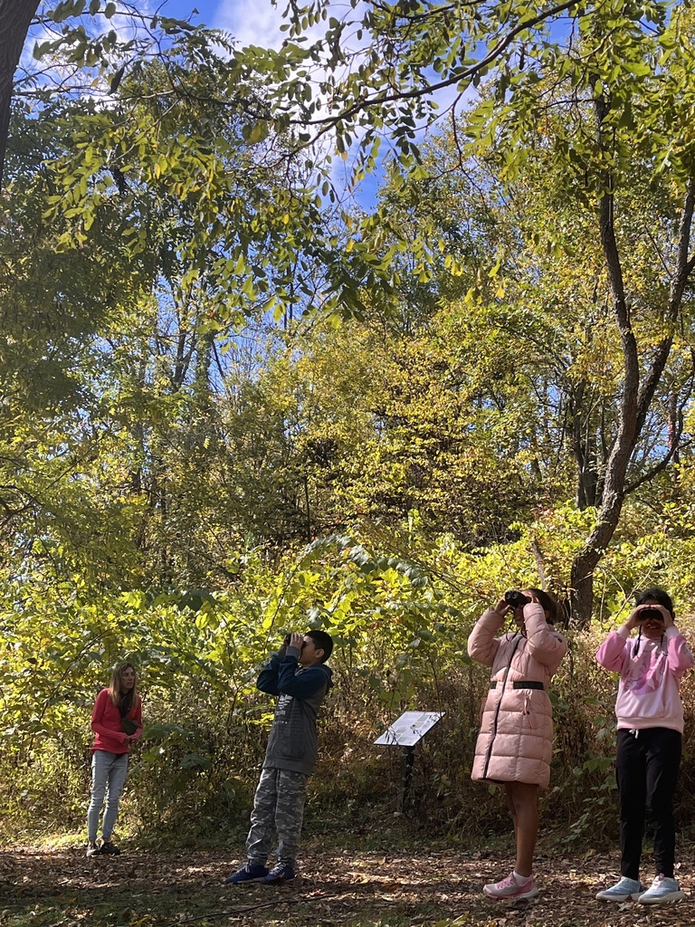 Students looking through binoculars