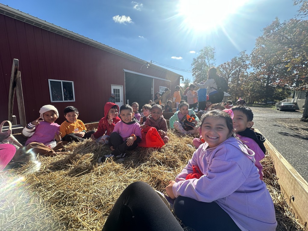Kindergartners take a hay ride at Kohler Farms.