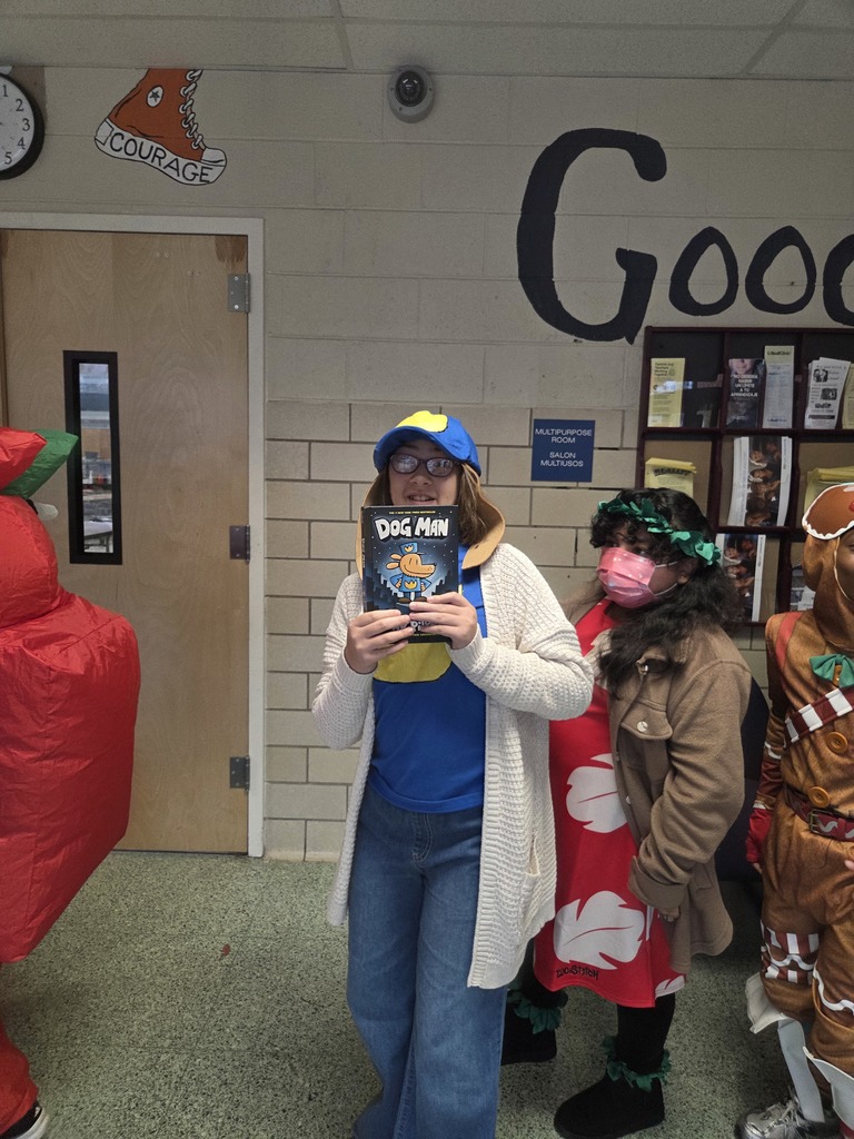 A student in her costume for the Book Character Parade.