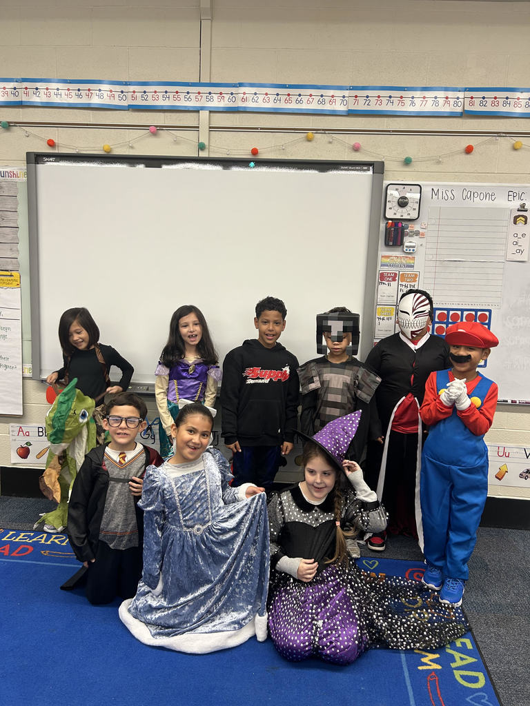 Students in their costumes for the Book Character Parade.