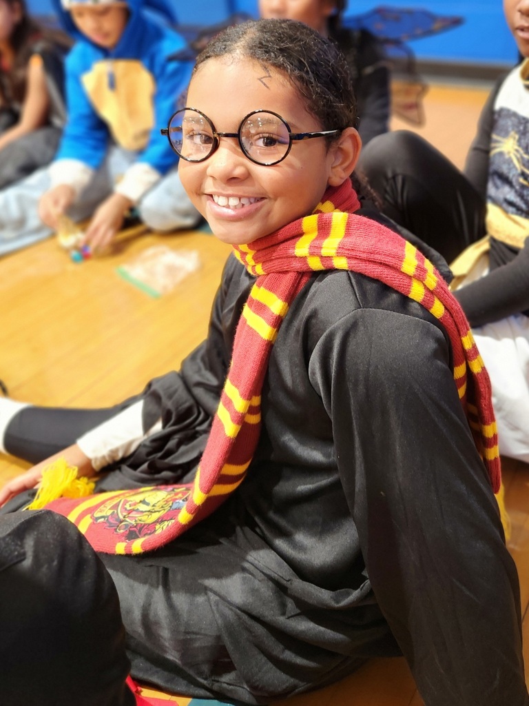 A student in her costume for the Book Character Parade.