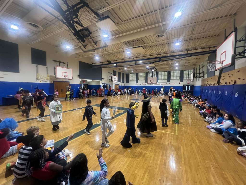 Students in their costumes for the Book Character Parade.