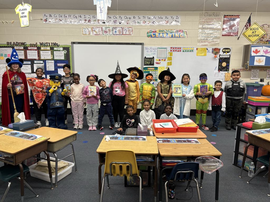 Students in their costumes for the Book Character Parade.