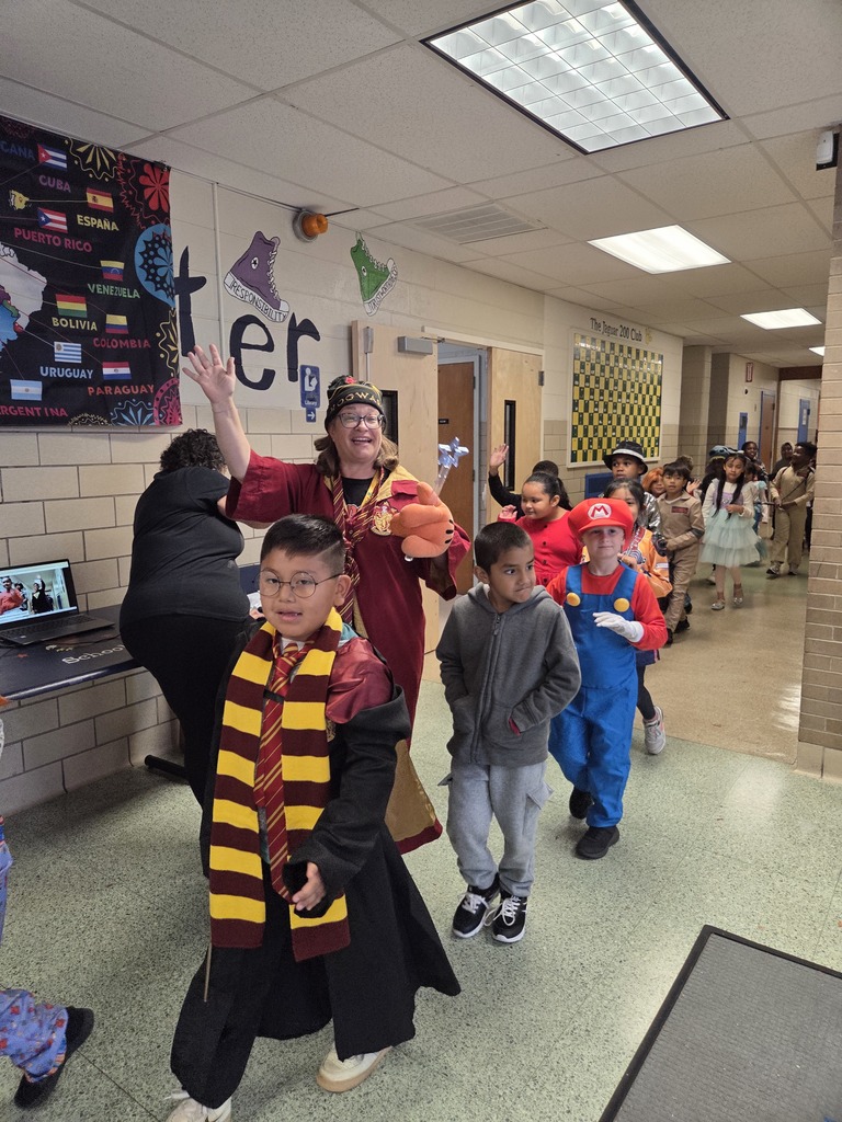Students in their costumes for the Book Character Parade.