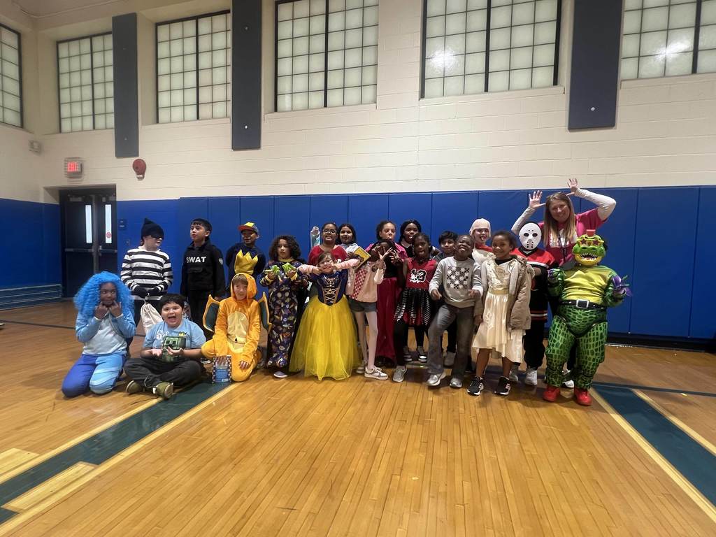 Students in their costumes for the Book Character Parade.