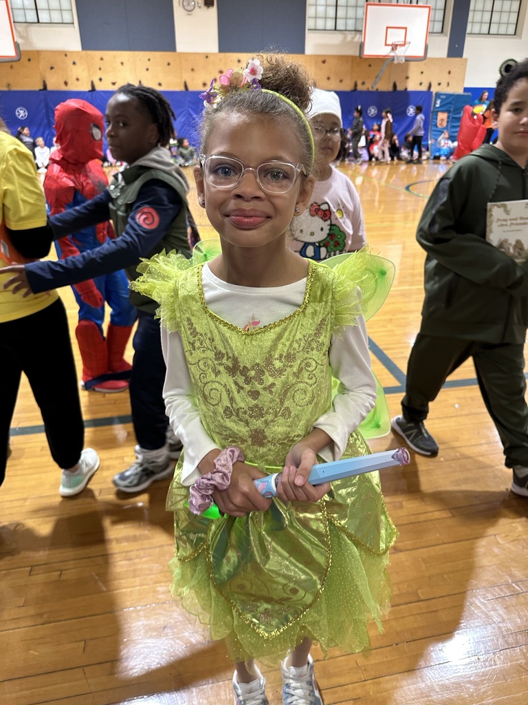 A student in her costume for the Book Character Parade.
