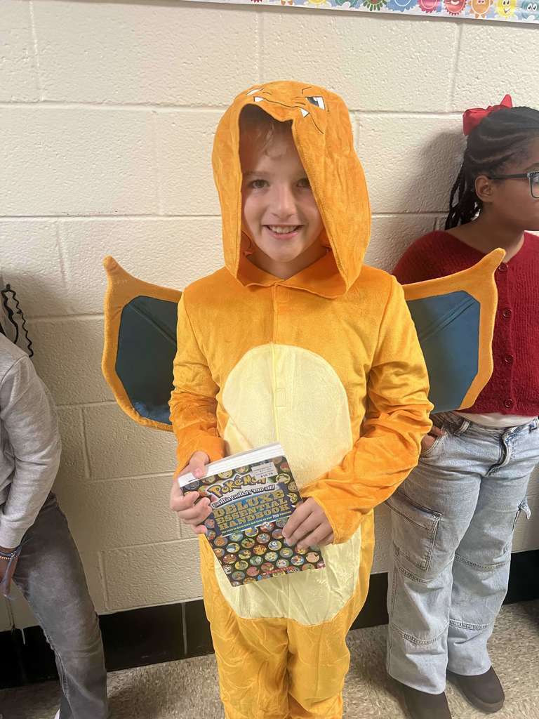 A student in his costume for the Book Character Parade.