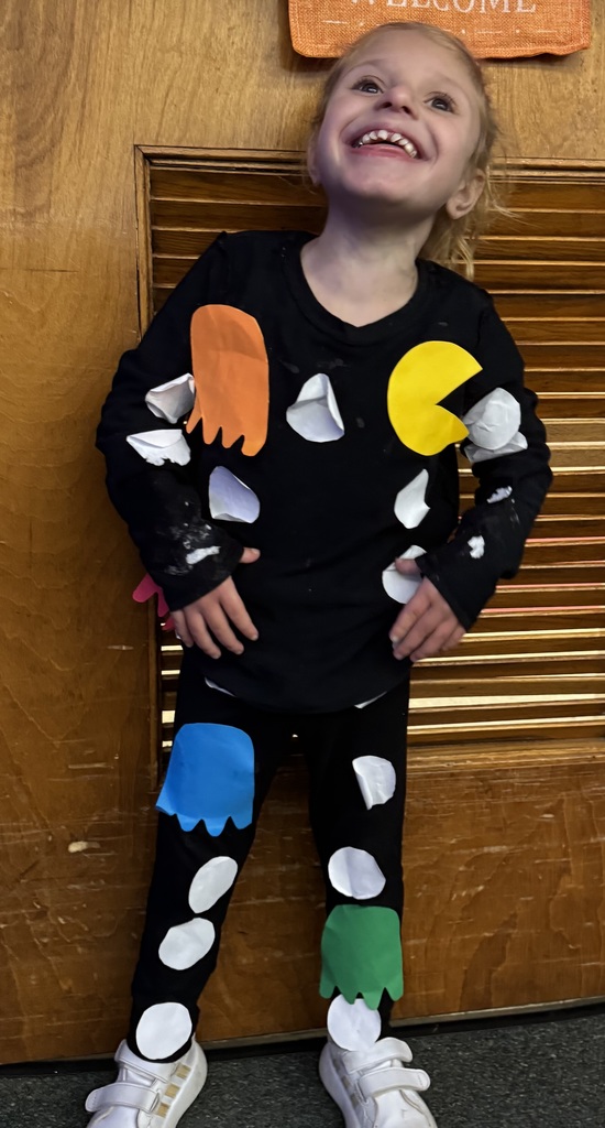 A student in her costume for the Book Character Parade.