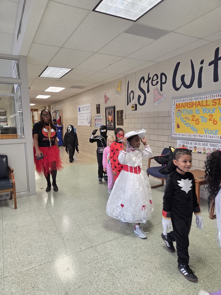Students in their costumes for the Book Character Parade.