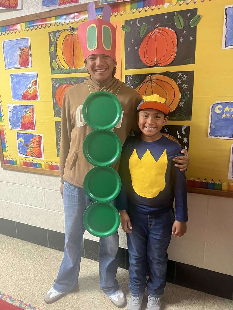 A student in his costume for the Book Character Parade.