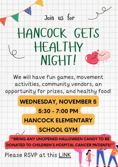 A flyer sharing information a bout Hancock Gets Healthy