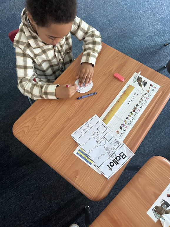 A student practicing voting.