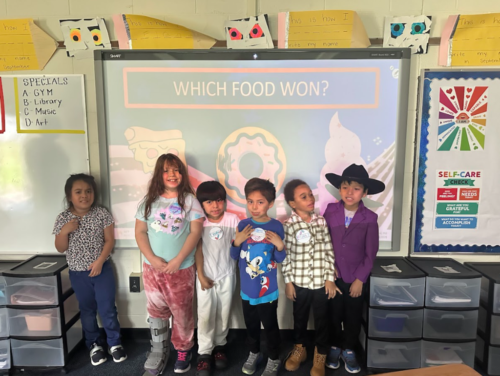 Students practicing voting