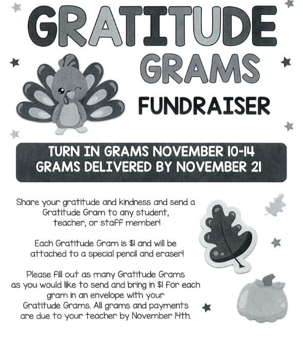 A flyer about gratitude grams