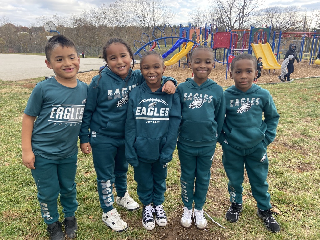 Students wearing their Eagles gear!