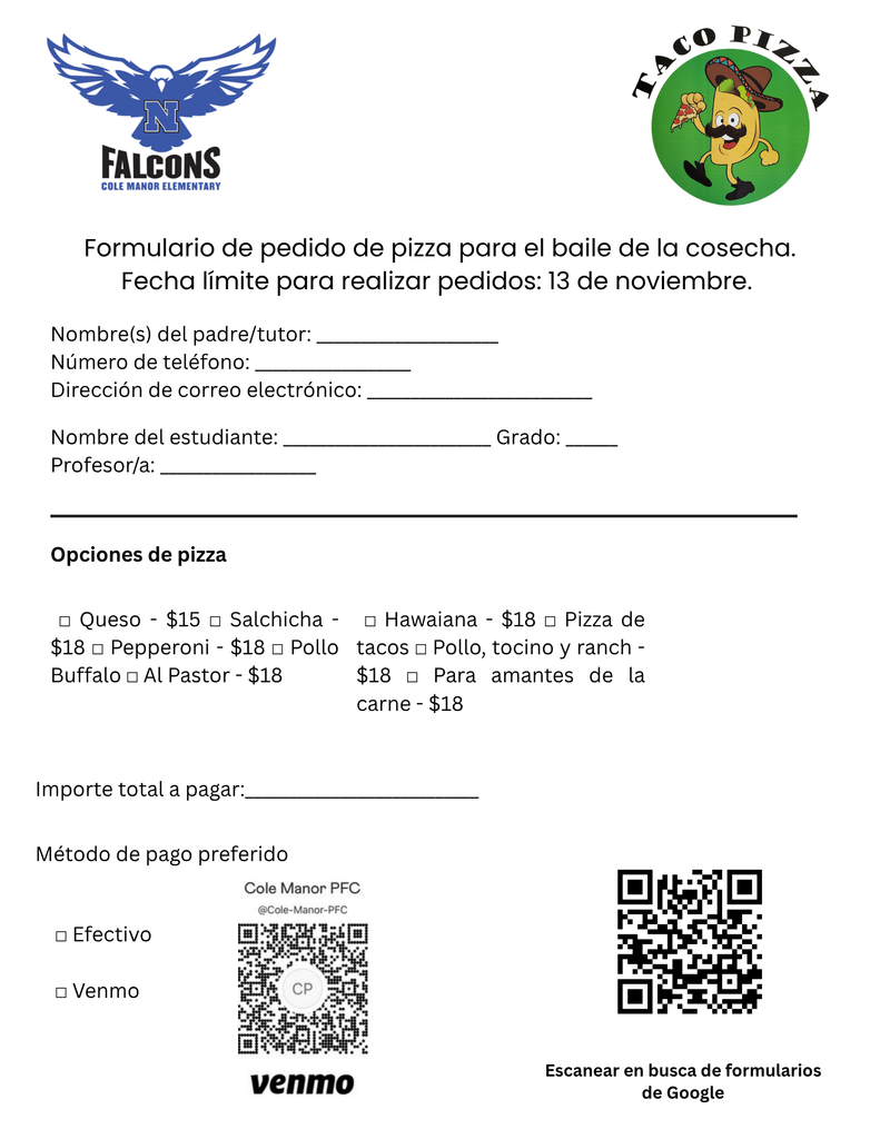 Paper Pizza Order Form Flyer. See Caption for Details. 