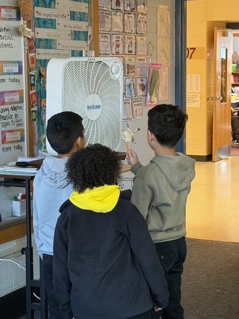 4th Grade students and their wind turbines.