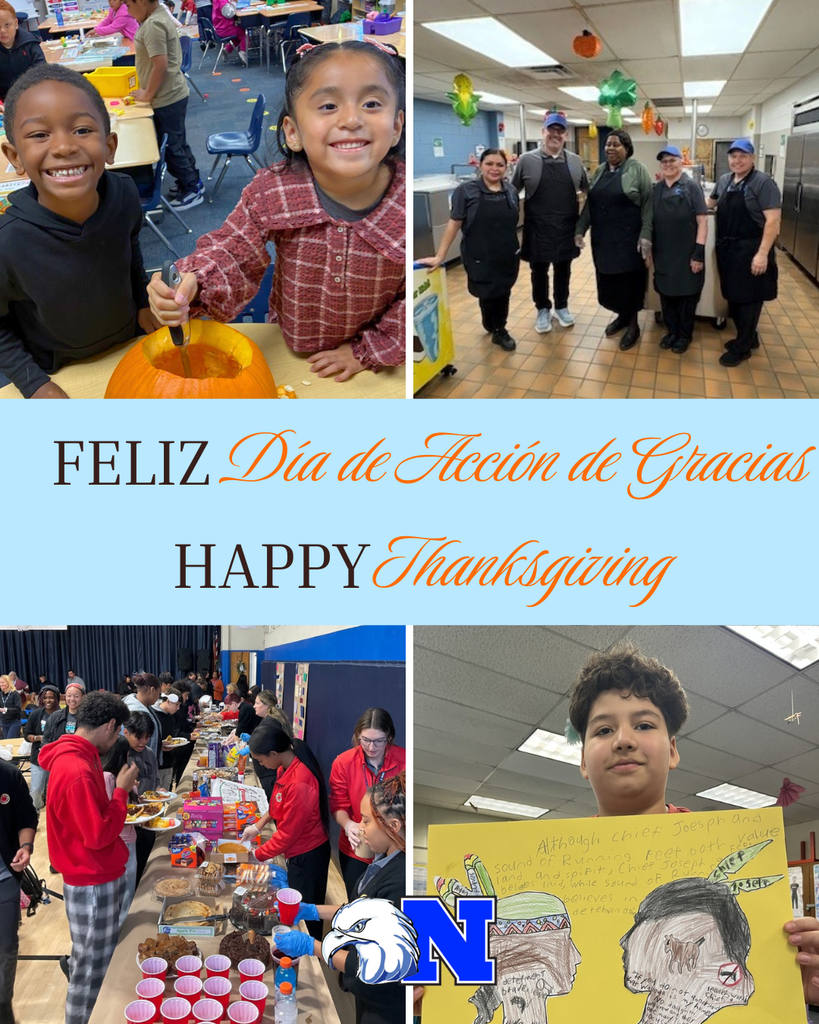 Collage of photos with students and staff. Text reads "Happy Thanksgiving"