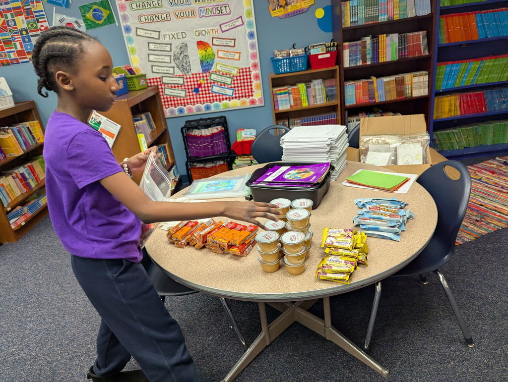 Students creating kindness bags