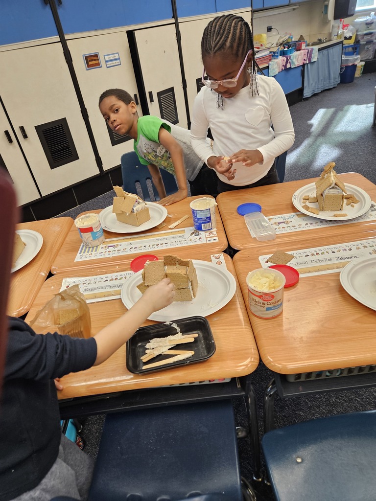 1st Grade in full gingerbread build mode.