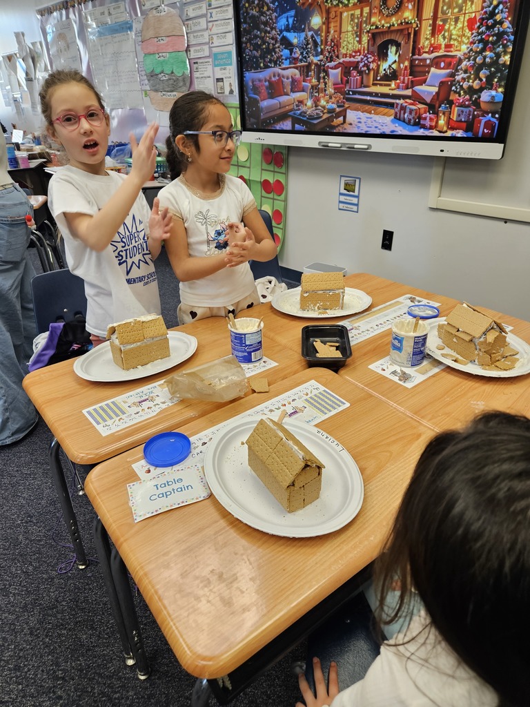 1st Grade in full gingerbread build mode.