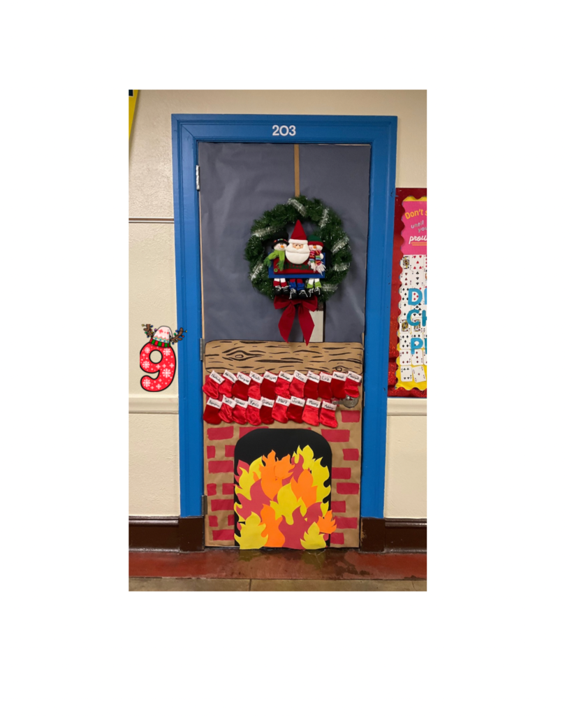 A homemade fireplace with mini stockings