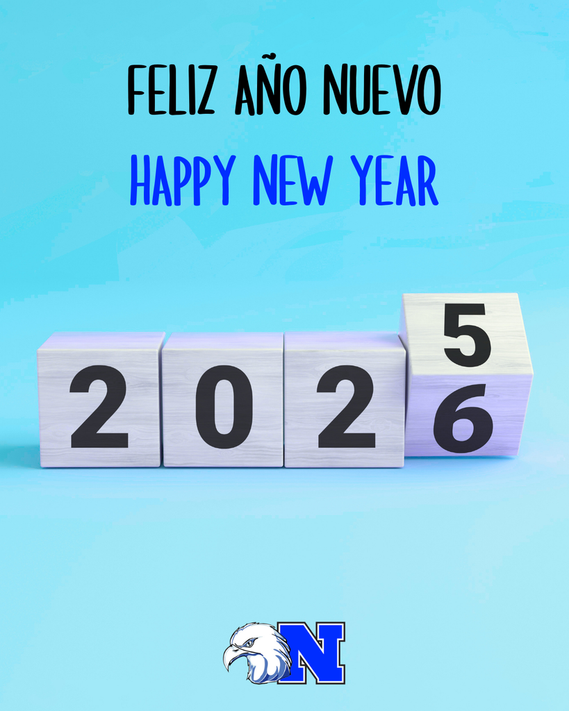 Wooden blocks showing the transition from 2025 to 2026 with "FELIZ AÑO NUEVO" and "HAPPY NEW YEAR" text above.