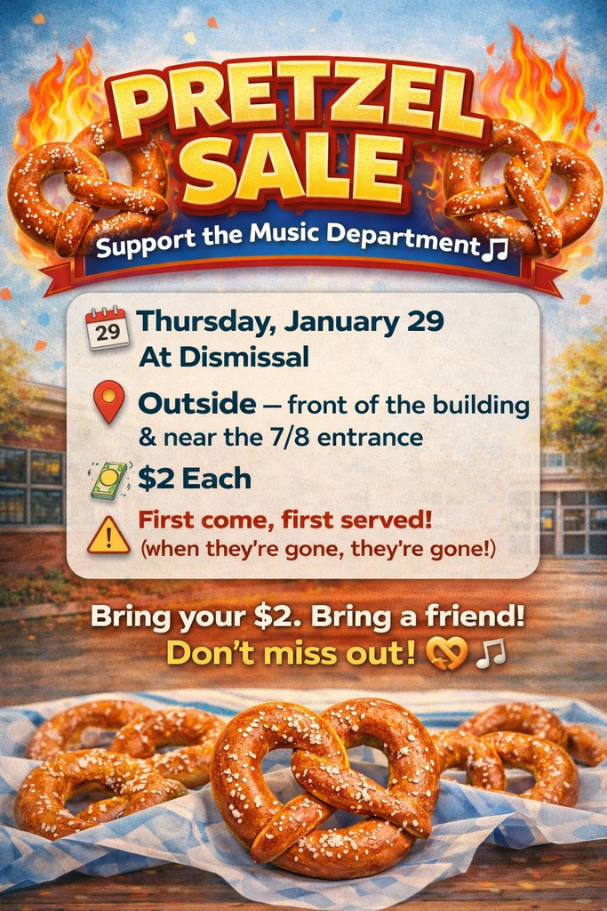 Flyer for Pretzel sale supporting the Blockson Music Department. Details in caption.