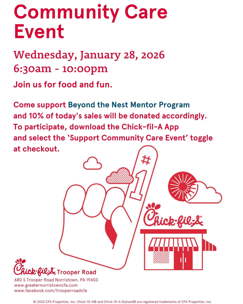 Chick-fil-a Community Care Event Flyer in English. Full details in caption.