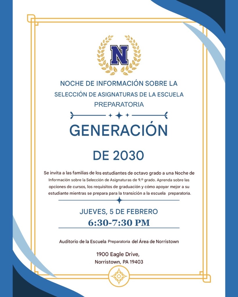 Spanish flyer for course selection event